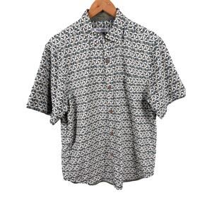 Tommy Bahama Polo Shirt Men's Medium‎ Short Sleeve Geometric Abstract Silk Blend